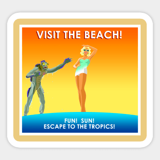 Satire Beach Poster Sticker